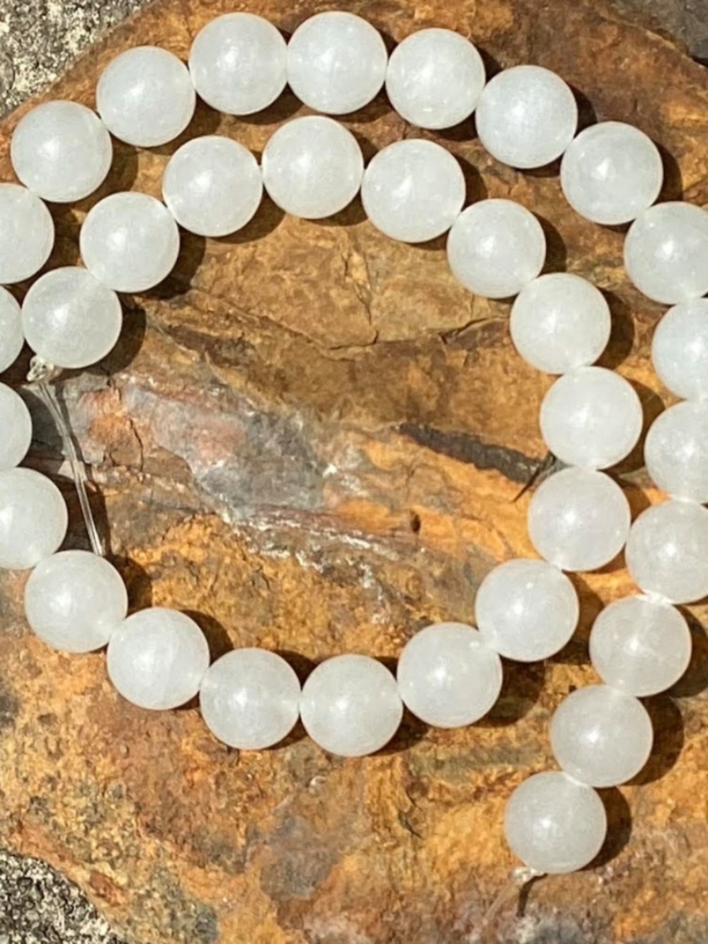 16'' Strand White Jade 12mm Round Beads, NWT